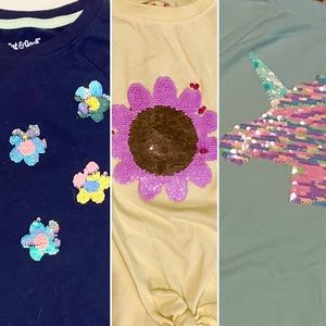 Lot of 3 Cat & Jack flip sequin tees - Girls 6
